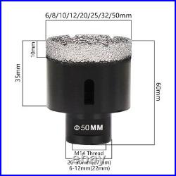 10PCS/Set 6-50mm M14 Diamond Drill Core Bit Dry Hole Saw Cutter For Marble Tile