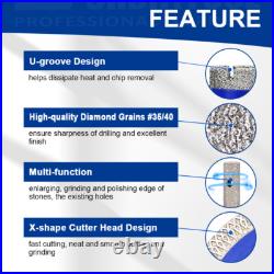 10pcs Diamond Core Bits Kit Drilling Bit Hole Saw Cutter for Tile Marble Granite