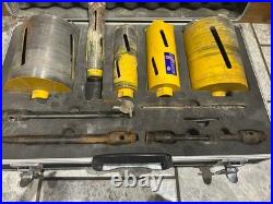 11piece core drill set in a lockable trolley with keys smaller drill is dented