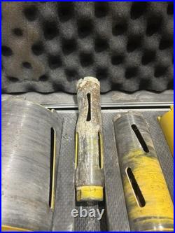 11piece core drill set in a lockable trolley with keys smaller drill is dented