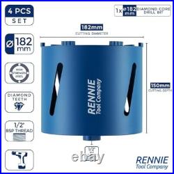 182mm Diamond Core Drill Bit Set 150mm Long for Concrete, Brick, Stone + Adapt