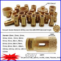 1set Diamond Drill Core Bits 20/25/35/45/55/75mm Hole Saw M14 thread for Stones