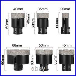 6PCS 20-68mm M14 Dry Vacuum Brazed Diamond Drilling Core Bit Ceramic Tile Hole S