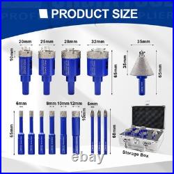 6mm-68mm Diamond Core Drill Bit Granite Marble Tile Hole Saw Triangle Shank