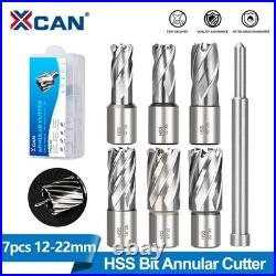 7pcs HSS Annular Cutter Core Drill Bit Set 12-22mm 19mm Weldon Shank for Metal