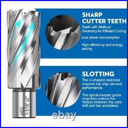 7pcs HSS Annular Cutter Core Drill Bit Set 12-22mm 19mm Weldon Shank for Metal