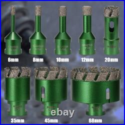 8Pcs 6-68mm Dry Diamond Core Drill Bits Set for Granite Tile Marble Ceramic