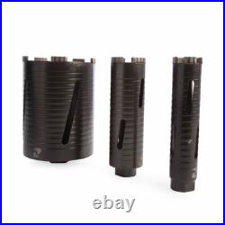 ABRACS Dry Diamond Core Drill Bit Kit 3PC 38mm 117mm Masonry Brick ABDCORESET3
