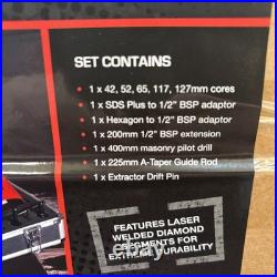Armeg 5 piece Dry Diamond Core Drill Set CDD 5PC Set- Laser Welded Diamond Segs