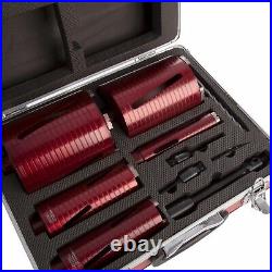 DART RED TEN 10 Piece Dry Diamond Core Drill Bit Kit Set, Adaptors & Case-DB00880