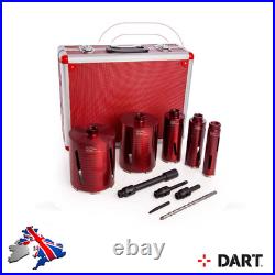 Dart Red Ten 10 Piece Dry Diamond Core Drill Bit Kit Set Adaptors Case BRAND NEW