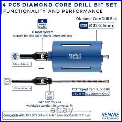 Diamond Core Drill Bit Set 78mm x 150mm with Hex and SDS Adapter