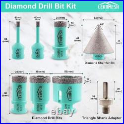 Diamond Core Drill Bits Kit 8pcs 6/6/20/25/35/50mm+50mm Beveling Chamfer Bit