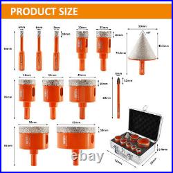 Diamond Core Drilling Bit Set 12pc/kit Triangle Shank for Marble Tile Hand Drill