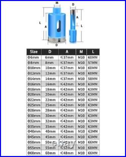 Diamond Core Hole Saw Ø 6-60 mm Drill Bit Marble Ceramic M10