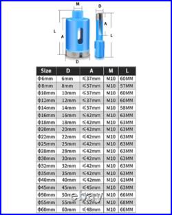 Diamond Core Hole Saw Ø 6-60 mm Drill Bit Marble Ceramic for M10 Angle Grinder