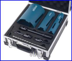 Diamond Core drill set kit in case Erbauer 3 cores 117, 52, & 38mm, 150mm depth