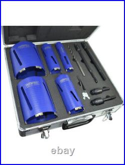 Faithfull FAIDCKIT11 11pcs Diamond Core Drill Kit 38 52 65 117 127mm Cores +Case