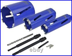 Faithfull FAIDCKIT7 7 Piece Diamond Core Drill Kit in Case. Includes 38, 52