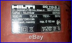 HILTI DD110-D Diamond core drill 110v in case dd110 with 1/2 bsp adaptor