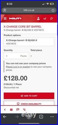 Hilti Core Drill Barrell 430mm Long 62 Diameter New Never Been Used