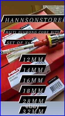 Hilti diamond core drill bits set of x6, 12,14,16,18,28,32mm / new