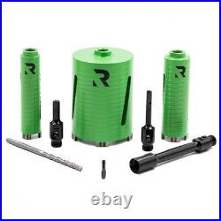 RIKA Turbo Diamond Core Set 3pc For Drilling Masonry & Bricks Carry Case Wet/Dry