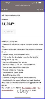 Raimondi Diamond Core Drill Tile Stome Marble Porcelain Granite Hole Saw