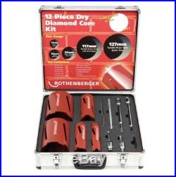 Rothenberger 12 Piece DRY Diamond Tile Core Drill Set 89020Extensions & Chuck