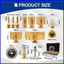 SHDIATOOL 12pcs/Box 6-110mm Diamond Core Drill Bits Set for Tile Hole Saw Cutter