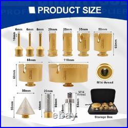 SHDIATOOL 12pcs/set 6-110mm Diamond Drill Bits Diamond Finger Bit Chamfer Bit