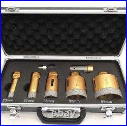 SHDIATOOL Diamond Drill Core Bits Kit with Box 20/27/35/55/68mm and a 20mm