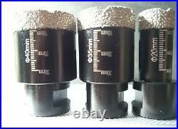 Wet/Dry Diamond Core 5pcs Set, 20mm-60mm, Porcelain Marble Granite Drill M14